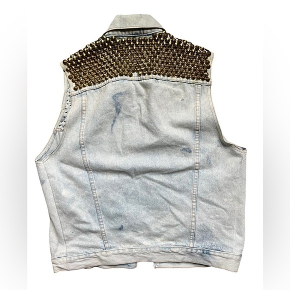 Vintage Cowden Men’s studded denim vest size large. - Picture 2 of 12